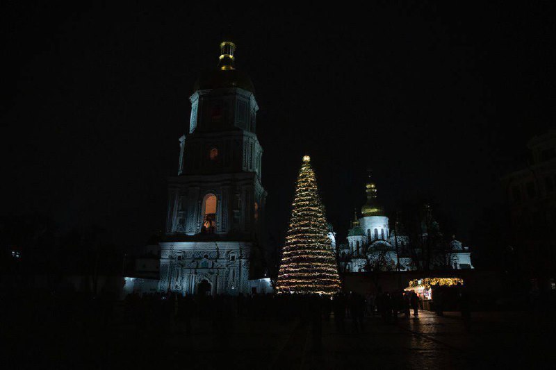 У Києві запалили головну ялинку країни  Різдвяне деревце на Софійській площі за...
