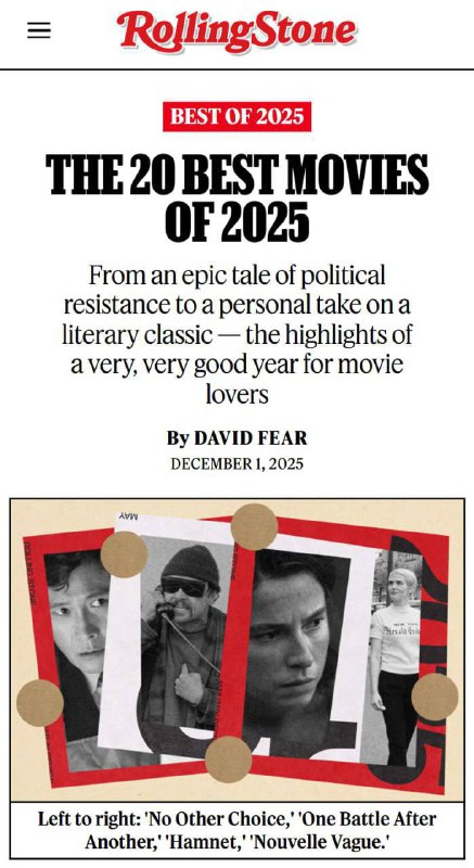 20 найкращих фільмів 2025 року за версією Rolling StonеЦі фільми не просто голов...