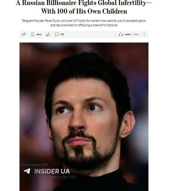 Власник Telegram Павло Дуров заявив, що готовий оплатити процедуру ЕКО для жінок...