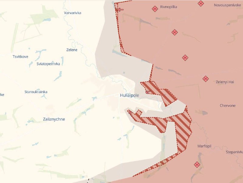 Ворог має просування у Гуляйполі, Запорізька область, - дані карти DeepStateТако...