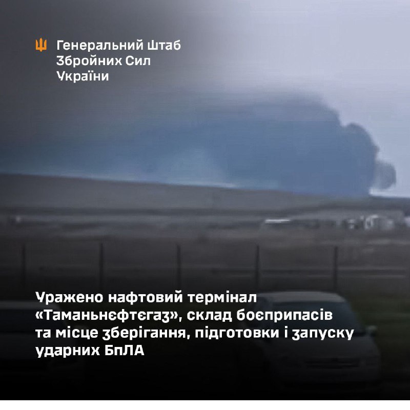 Генштаб підтверджує інформацію про влучання в "Таманьнєфтєгаз" у Краснодарськом...