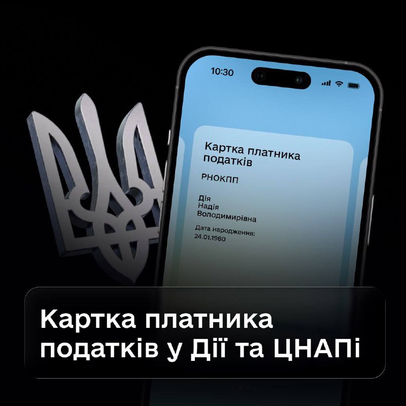 Картку платника податків можна буде отримати в Дії або офлайн у ЦНАПіПісля оформ...