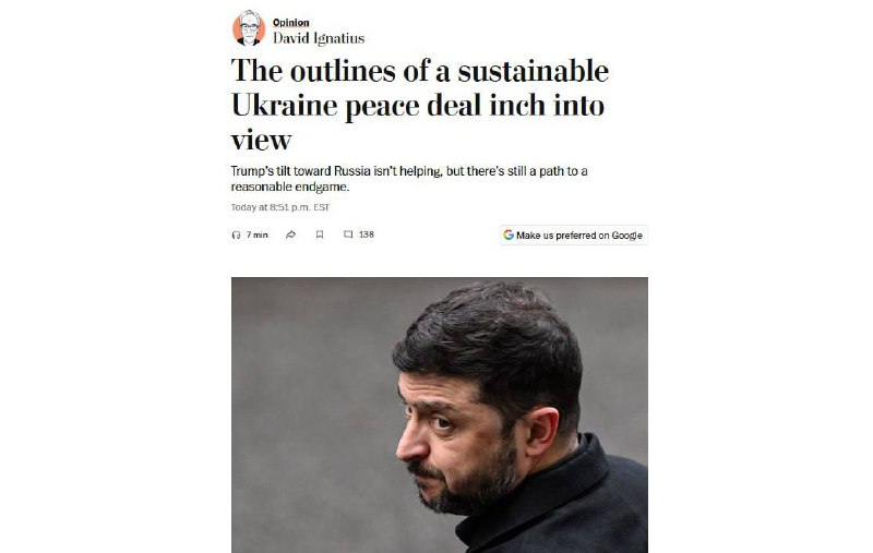 Контури мирної угоди для України стають чіткішими: WPПопри жорстку тактику перег...