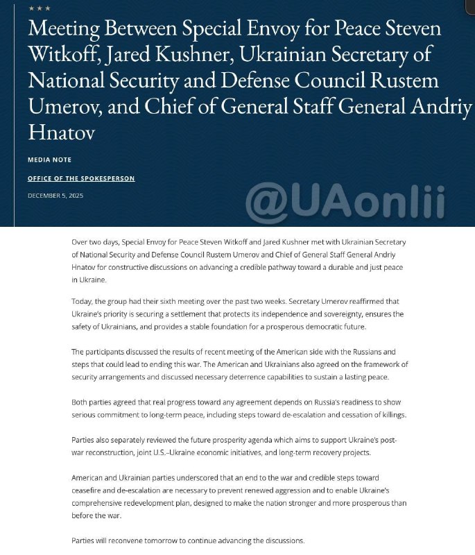 Подальше врегулювання війни в Україні залежить від росії, — Держдеп США після пе...