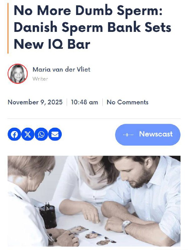 У Данії банк сперми ввів поріг IQДанський Donor Network став першим банком сперм...