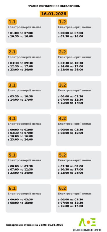 У Львові та на Волині скасували відключення світла до кінця доби, — місцеві кана...
