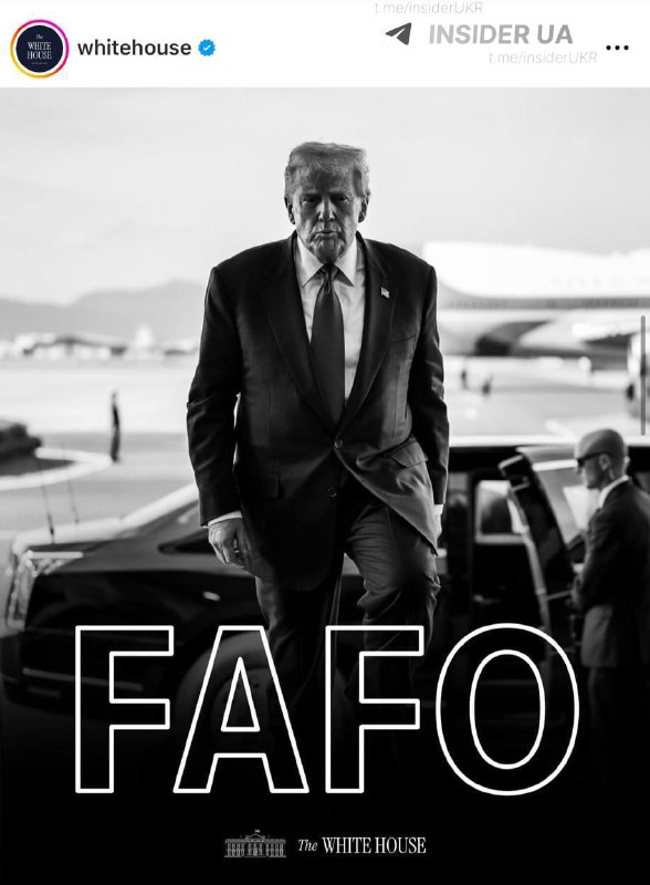 Білий дім опублікував чорно-білу фотографію Трампа із текстом FAFO. FAFO на слен...