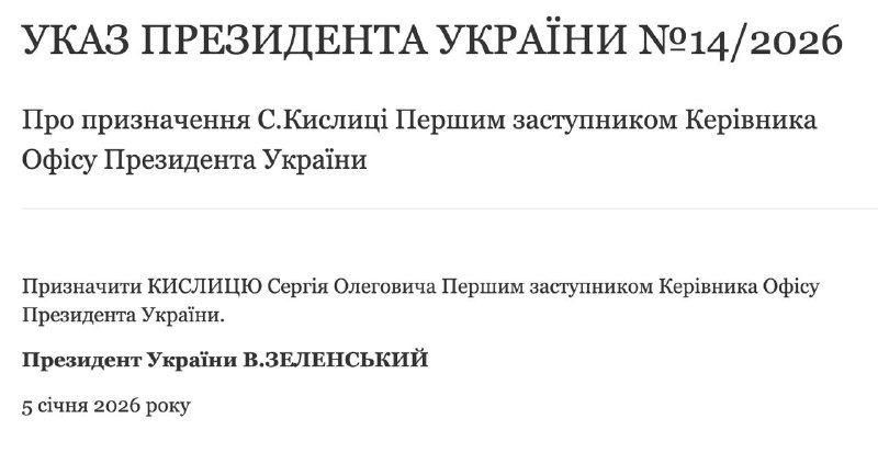 Зеленський призначив Кислицю першим заступником голови Офісу ПрезидентаВідповідн...