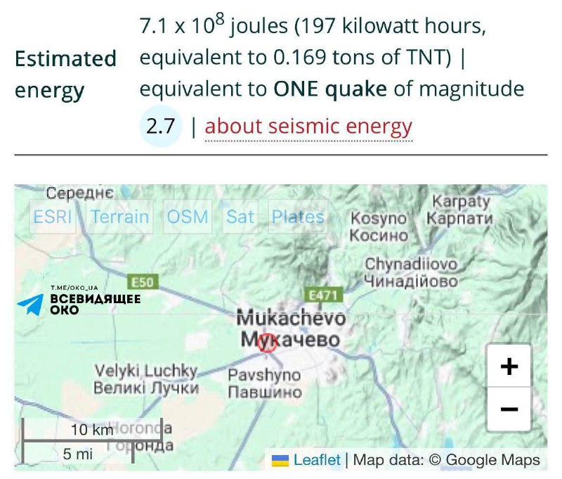 Землетрус стався в Мукачево — магнітуда була 2.7 бали, — VolcanoDiscovery...