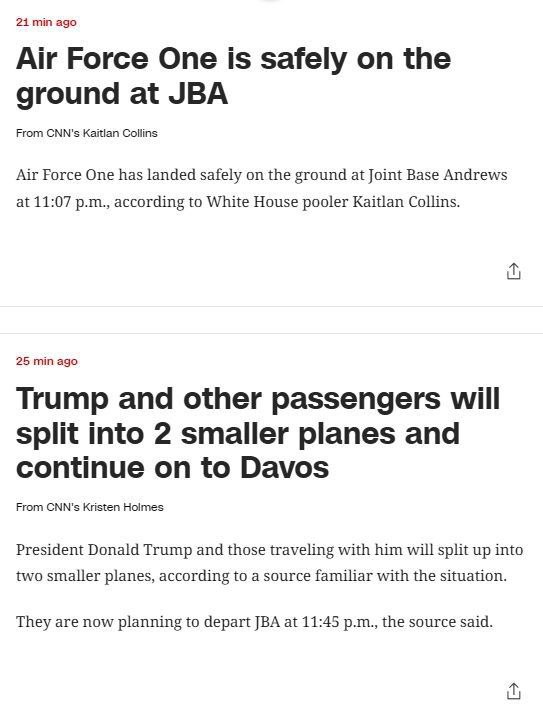 Літак Трампа успішно приземлився у США. За даними CNN, президент і особи, що йог...