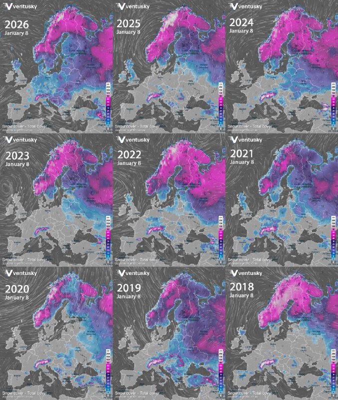 Майже 80% Європи зараз покрито снігомЦе найвищий показник за останні роки. За д...