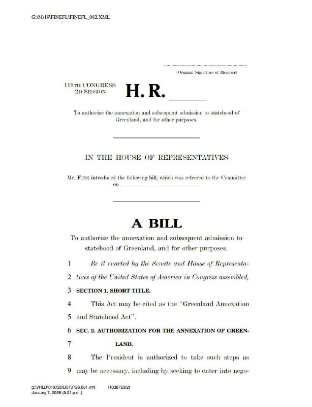 У Конгрес США внесли законопроєкт про «анексію Гренландії та надання острову ста...