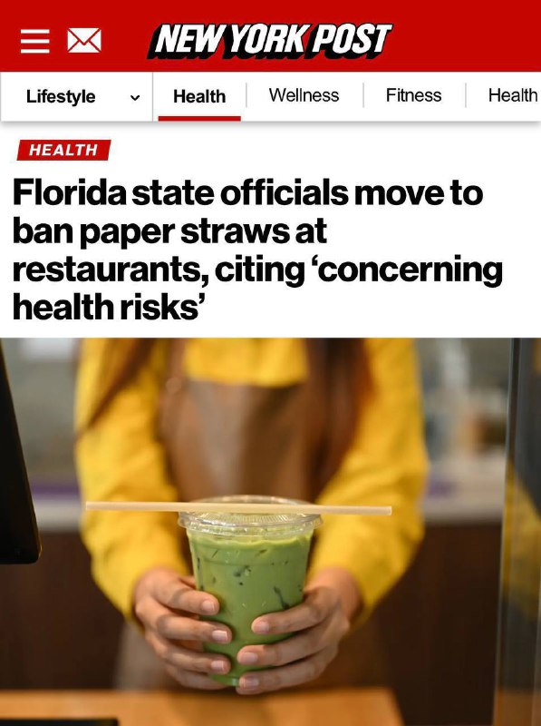 Флорида хоче заборонити паперові трубочкиЗ'ясувалося, що «еко»-трубочки можуть б...